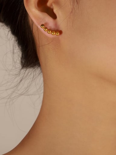 F506 Gold Five Bead Earrings Titanium Steel Geometric Trend Stud Earring