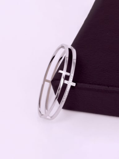 Titanium Steel Cubic Zirconia Cross Minimalist Set Bangle