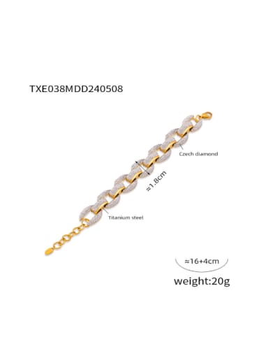 TXE038 Gold Bracelet Titanium Steel Cubic Zirconia Hip Hop Geometric Bracelet and Necklace Set