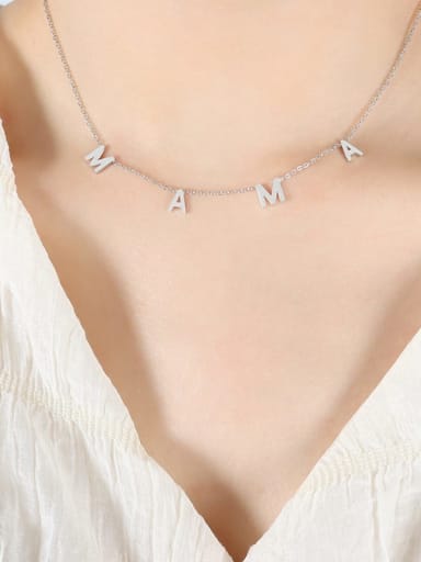 P1458 Steel Necklace 40 +5cm Titanium Steel Letter Trend Tassel Necklace