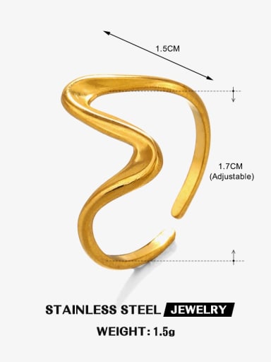 Golden Line Ring Stainless steel Irregular Hip Hop Band Ring