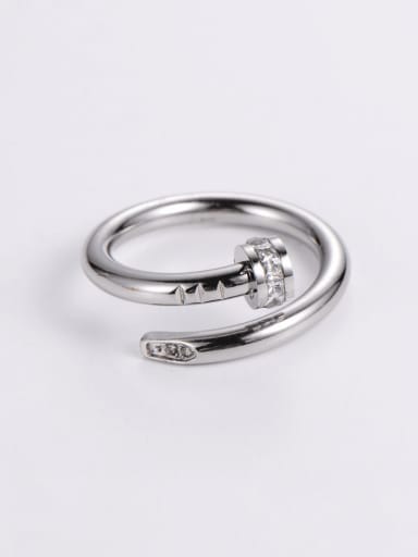 Steel color Stainless steel Cubic Zirconia Irregular Minimalist Stackable Ring