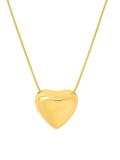 P059 gold 40+ 5cm Titanium Steel Heart Minimalist Necklace