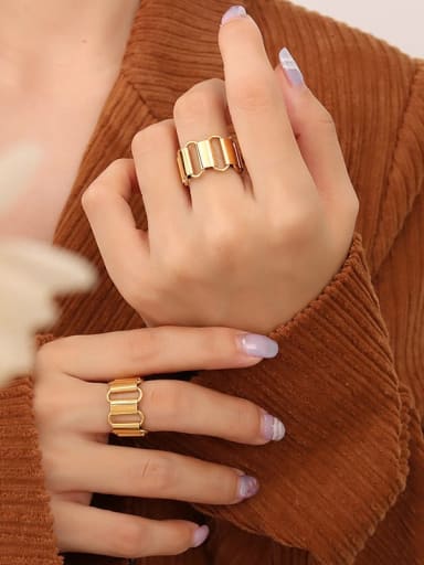 A307 gold ring size 6 Titanium Steel Minimalist Geometric  Earring Bracelet and Necklace Set