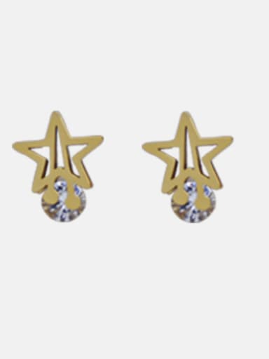 SE21021103W Titanium Steel Rhinestone Star Minimalist Stud Earring