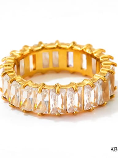 KBJ287 Gold Stainless steel Cubic Zirconia Geometric Trend Band Ring