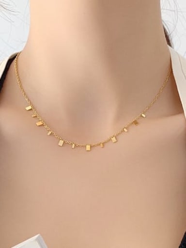 P018 rectangular necklace gold Titanium Steel Water Drop Minimalist Necklace