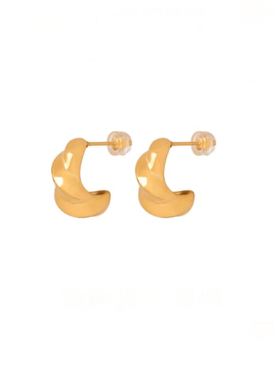 F917 gold Titanium Steel C Shape Hip Hop Stud Earring
