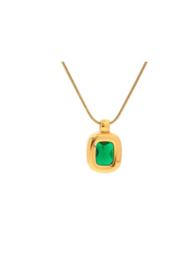 Stainless steel Cubic Zirconia Green Geometric Trend Necklace