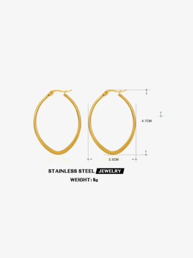 Gold oval earrings Stainless steel Heart Minimalist Stud Earring