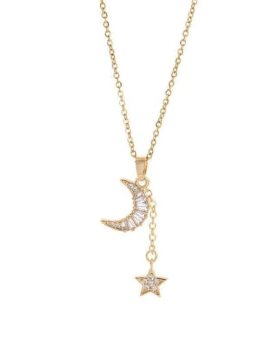 Titanium Steel Cubic Zirconia Star Dainty Lariat Necklace