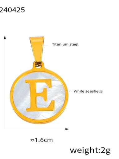 D77 Golden Letter E Pendant Titanium Steel Shell Minimalist Letter  Pendant