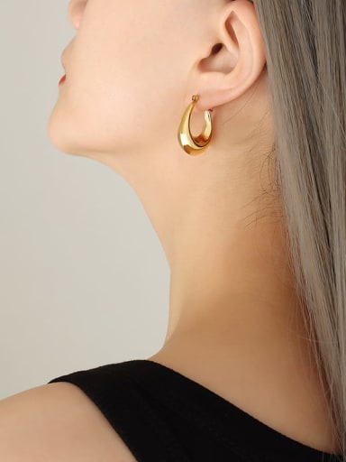 F173 gold small earrings Titanium Steel Geometric Trend Hoop Earring