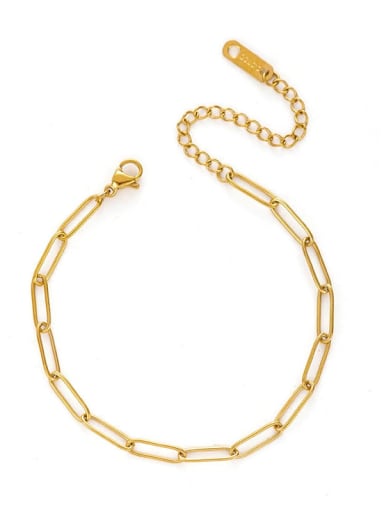 C007 Cross Plain Chain Bracelet Gold Titanium Steel Trend Geometric Bracelet and Necklace Set