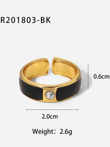 JDR201803 BK Stainless steel Enamel Geometric Vintage Band Ring