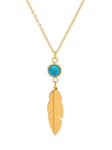 Stainless steel Turquoise Leaf Vintage Necklace