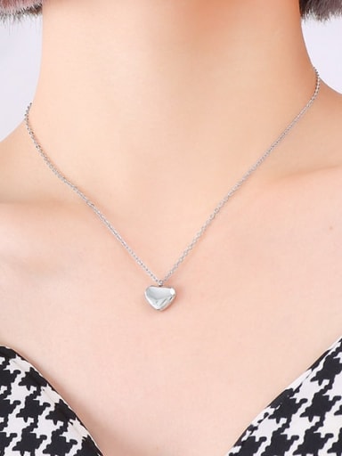 P051 steel peach heart necklace 40+ 5cm Titanium Steel Heart Minimalist Necklace