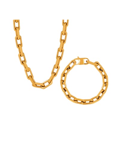 Titanium Steel Hip Hop Geometric Chain Bracelet and Necklace Set