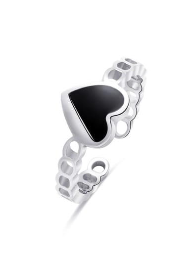 SR21111319S Stainless steel Enamel Heart Minimalist Band Ring