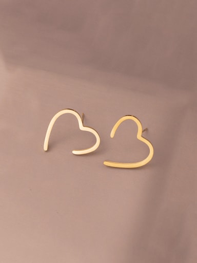 E047 Love Earrings Gold Titanium Steel Heart Minimalist Necklace