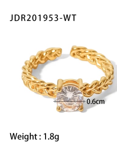 JDR201953 WT Stainless steel Cubic Zirconia Geometric Trend Band Ring
