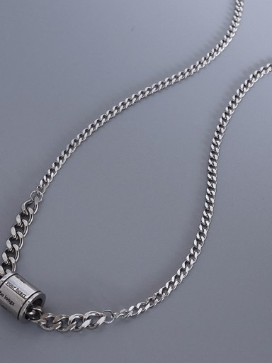steel Titanium 316L Stainless Steel Geometric  Letter Vintage Necklace with e-coated waterproof