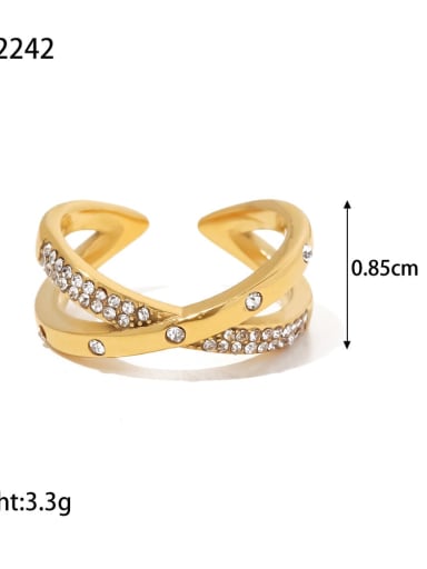 Stainless steel Cubic Zirconia Cross Vintage Band Ring