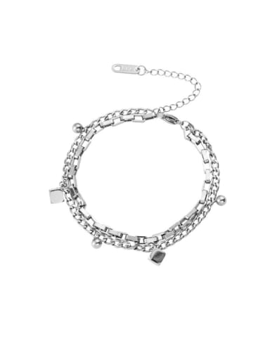 T221 Titanium Steel Hollow Geometric  Chain Hip Hop Strand Bracelet