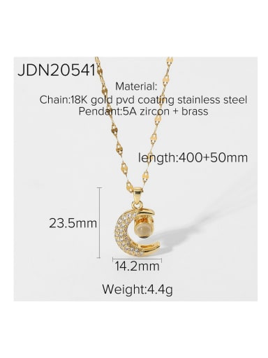 Stainless steel Cubic Zirconia Moon Dainty Necklace