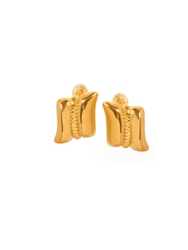 F1237 Gold Earrings Titanium Steel Geometric Hip Hop Stud Earring