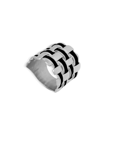 A071 Steel Black Drop Oil Ring Titanium Steel Enamel Geometric Minimalist Band Ring