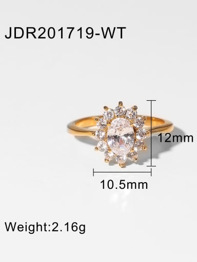 JDR201719 WT Stainless steel Cubic Zirconia Geometric Vintage Band Ring