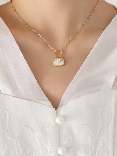 P339 gold necklace 40+ 5cm Titanium Steel Shell Geometric Vintage Necklace