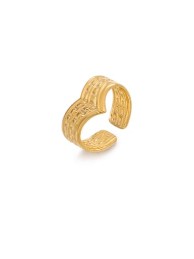 Golden Ring Stainless steel Heart Hip Hop Band Ring