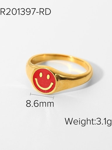Stainless steel Enamel Smiley Trend Band Ring