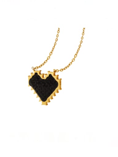 P640 gold necklace 40 +5cm Titanium Steel Cubic Zirconia  Minimalist Heart Pendant Necklace