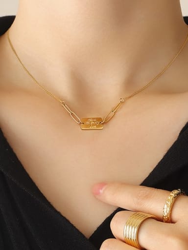 P646 gold necklace 40 +5cm Titanium Steel Geometric Minimalist Necklace