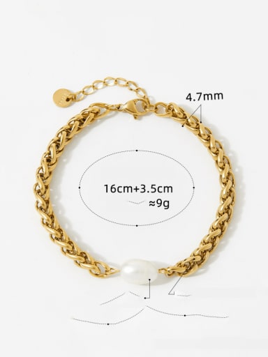 SAK271 Gold Stainless steel Imitation Pearl Irregular Hip Hop Bracelet