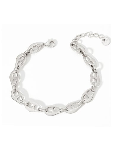 SAP754 Bracelet  Platinum Stainless steel Geometric Chain Minimalist Link Bracelet
