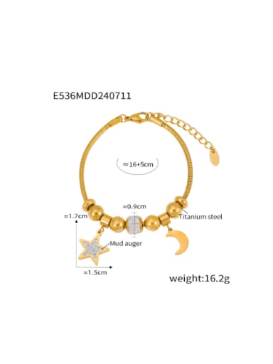 E536 Gold Bracelet Titanium Steel Star Hollow Tree of Life Bead Bracelet