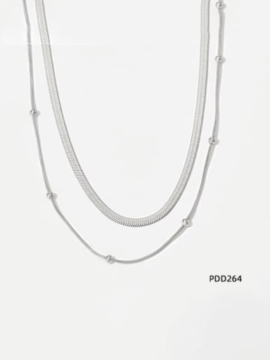 PDD264 Platinum Stainless steel Snake Bone Chain Minimalist Multi Strand Necklace