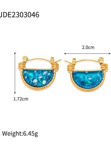 JDE2303046 Trend Geometric Stainless steel Resin Blue Earring and Necklace Set