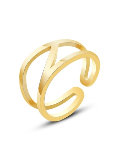 A266 gold ring Titanium Steel Geometric Minimalist Stackable Ring