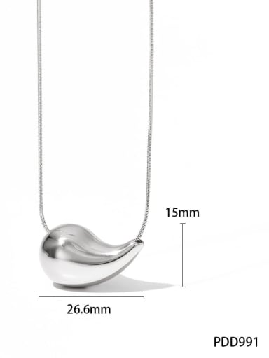 (Horizontal style) Medium Steel  PDD991 Stainless steel Water Drop Minimalist Necklace