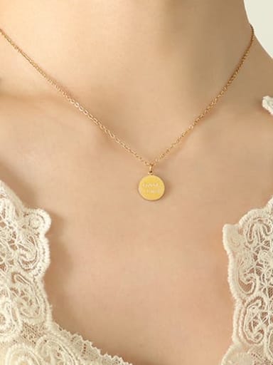 P516 gold necklace 40 +5cm Titanium Steel Geometric Letter Minimalist Necklace