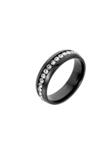 black Stainless steel Rhinestone Geometric Minimalist Band Ring