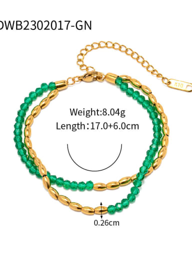 JDWB2302017 GN Titanium Steel Bead Green Geometric Vintage Beaded Necklace