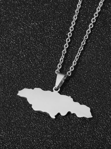 Stainless steel Medallion Hip Hop Jamaica Map Pendant Necklace