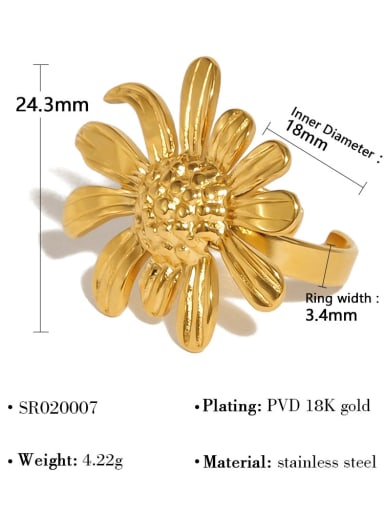 SR020007 Titanium Steel Flower Trend Band Ring