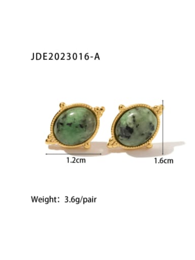 JDE2023016 A Stainless steel Malchite Geometric Vintage Stud Earring